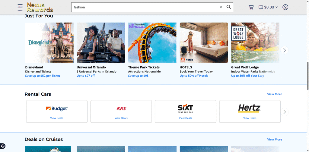 Entertainnment deals on the Nexus Benefit Hub